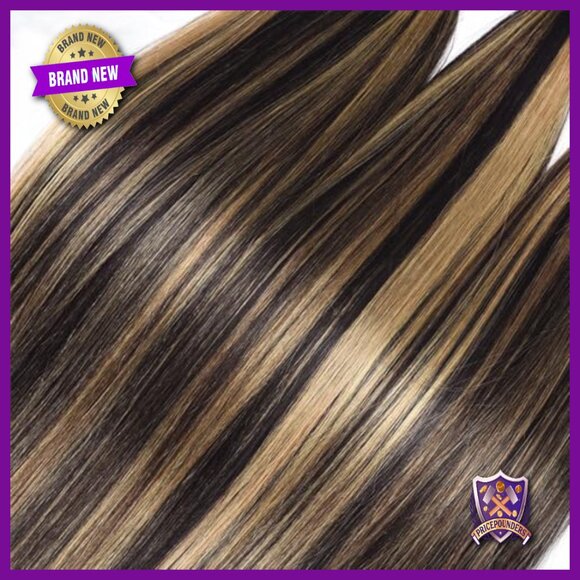 Brazilian Human Hair Extensions Straight Bundles 16-20 Inch Double Weft